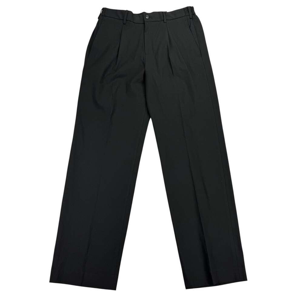 Tommy Hilfiger Mens TH Flex Dean Modern Relaxed Fit Pleated Pants Black 30x30